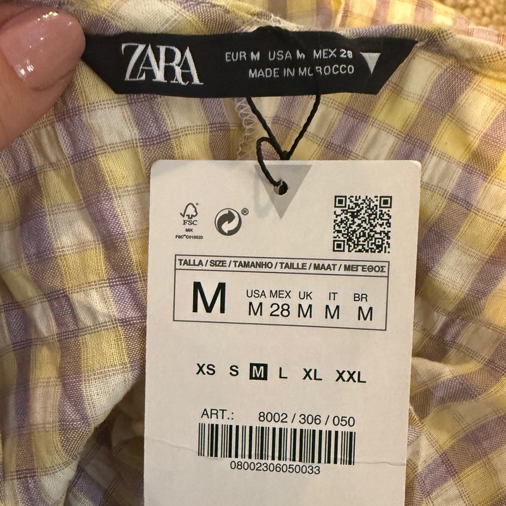 NWT Zara gingham seersucker twist front midi dress sundress cottagecore M 6 8 - Picture 3 of 13